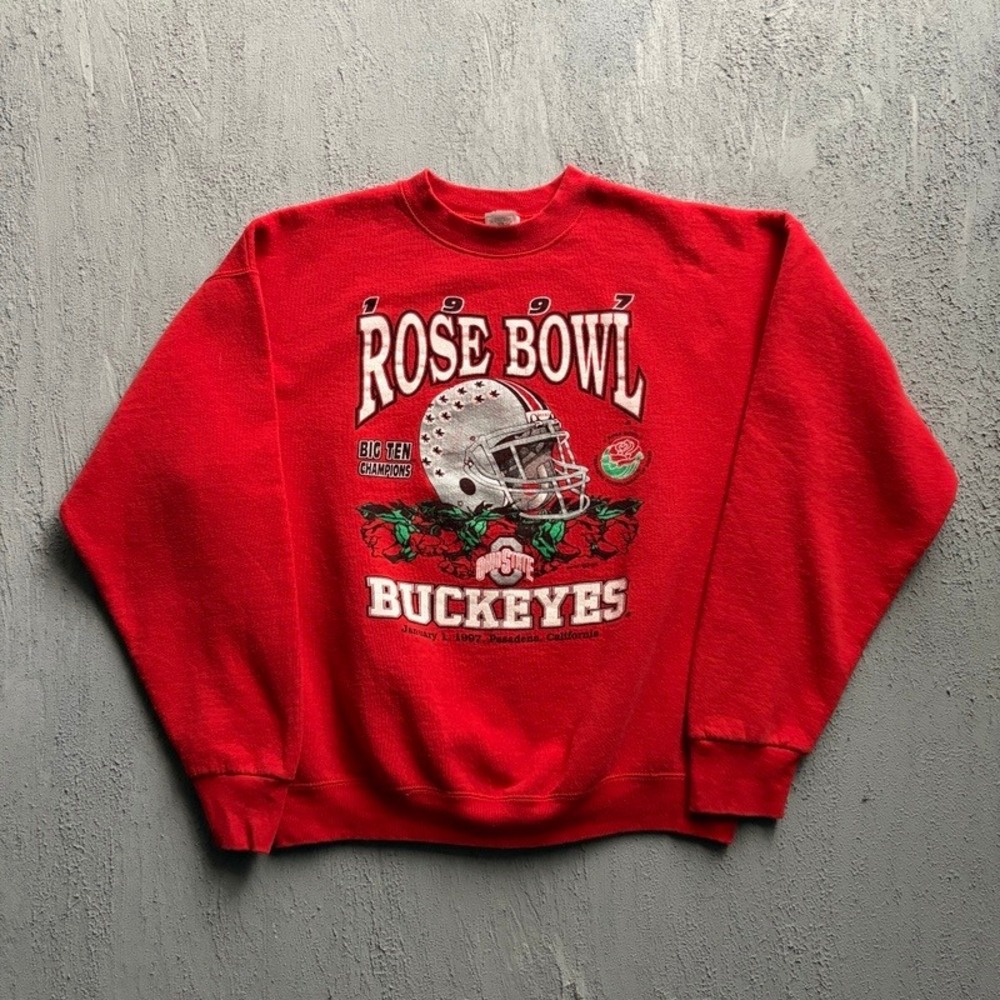 Vintage Ohio State Football Sweatshirt XL Red 1990s Rose Bowl NCAA